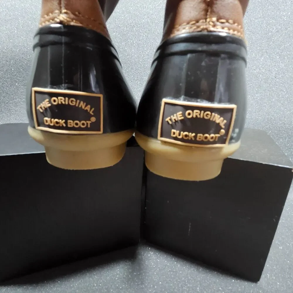 Sporto The Original Duck Boot Ariel Size 8 Tan & Black Mid Calf Winter rain